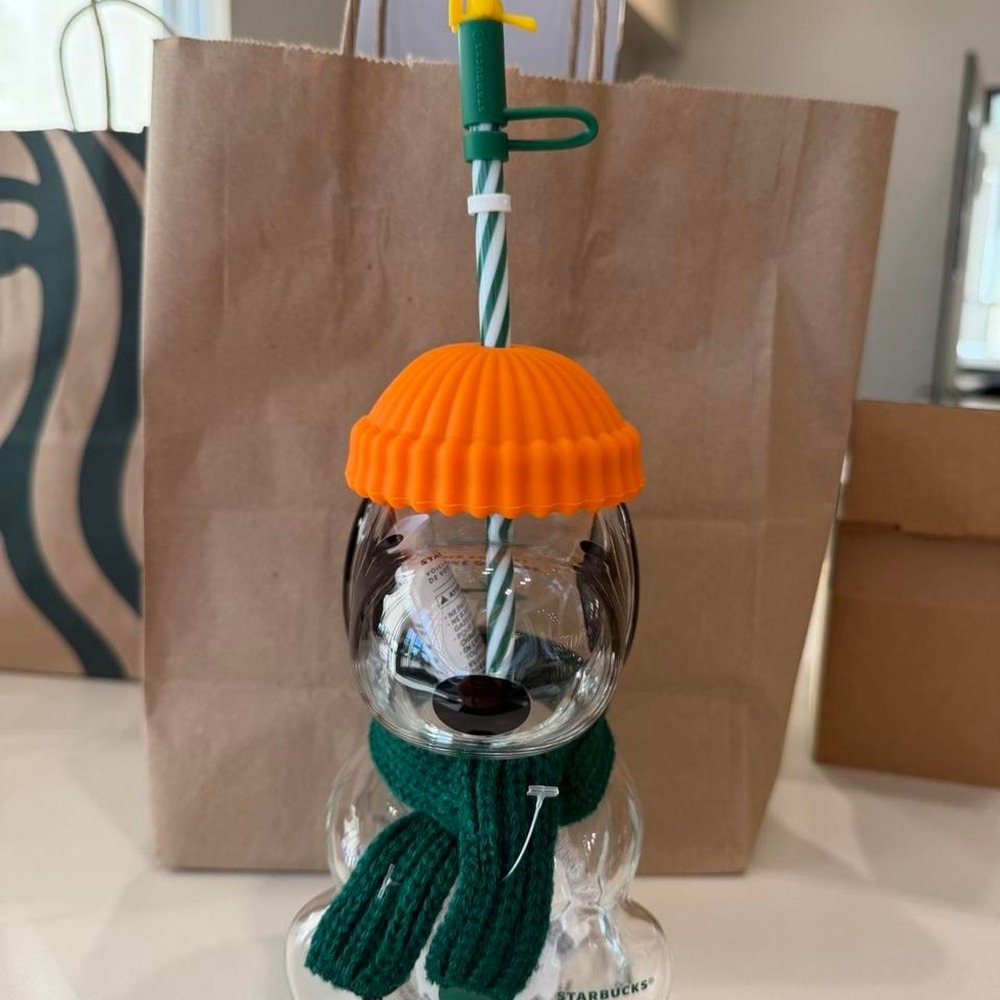 Starbucks x Peanuts Snoopy Glass Cold Cup with Woodstock Straw Topper